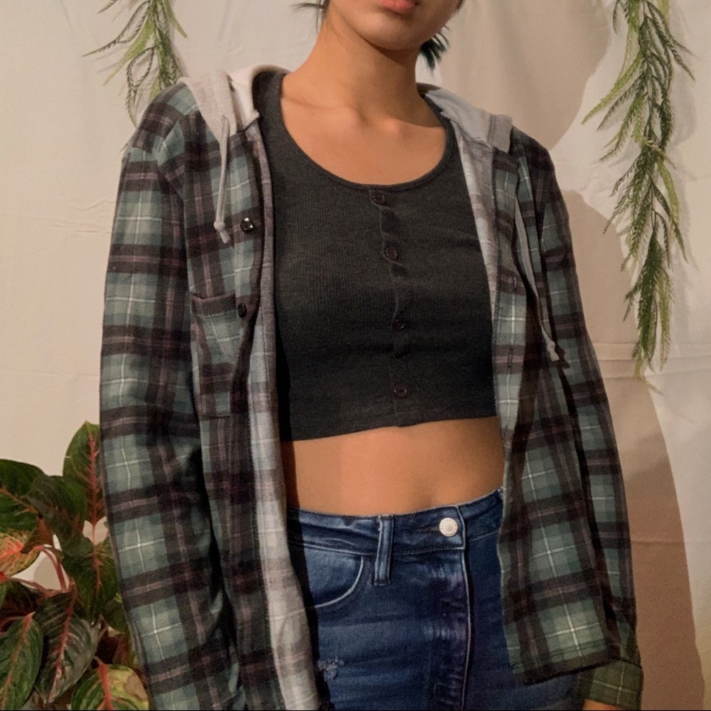 hooded flannel top